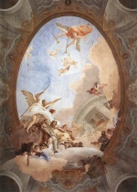 Giovanni Battista Tiepolo - paintings - Allegory of Merit Accompanied by Nobility and Virtue