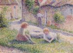 Camille  Pissarro - paintings - Kinder auf einem Bauernhof