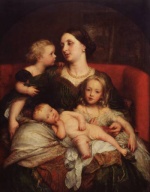 George Frederic Watts - Peintures - Mme George Augustus Frederick Cavendish Bentinck et ses enfants
