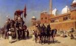 Edwin Lord Weeks - Peintures - Grand Mogol et sa Cour retour de la Grande Mosquée de Delhi, Inde