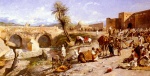 Edwin Lord Weeks  - Peintures - L'arrivée d'une caravane devant Marrakech