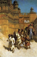 Edwin Lord Weeks  - Bilder Gemälde - The Maharahaj of Gwalior before his Palace
