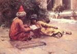 Edwin Lord Weeks  - Bilder Gemälde - Two Arabs Reading in a Courtyard