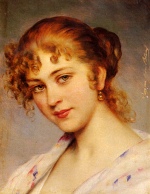 Eugene de Blaas - Peintures - Portrait d'une jeune femme