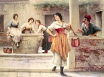 Eugene de Blaas - Peintures - Flirt au puits