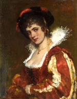 Eugen de Blaas - Peintures - Portrait d'une dame vénitienne