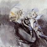 Giovanni Boldini - Peintures - Une dame avec un chat