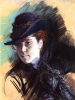 Giovanni Boldini - Peintures - Jeune fille au chapeau noir