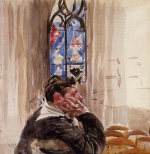Giovanni Boldini - Peintures - Portrait d'un homme dans une église