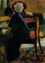 August Macke - Bilder Gemälde - Elisabeth am Schreibtisch
