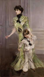 Giovanni Boldini - Peintures - Portrait de Madame Georges Hugo et son fils Jean