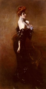 Giovanni Boldini - Peintures - Portrait de Madame Pages en robe de soirée