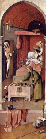 Hieronymus Bosch - Bilder Gemälde - Der Tod des Geizhalses