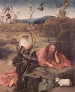 Hieronymus Bosch - Bilder Gemälde - Meditierender Heiliger Johannes der Täufer