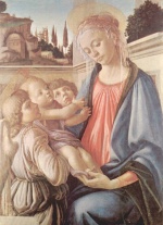 Sandro Botticelli - paintings - Madonna and Child and Two Angels
