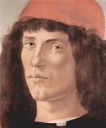 Sandro Botticelli - paintings - Portrait eines jungen Mannes mit roter Muetze