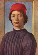 Sandro Botticelli - paintings - Portrait eines Juengling mit roter Muetze