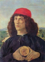 Sandro Botticelli - paintings - Portrait of a Man with a Medal of Cosimo the Elder