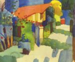 August Macke - Peintures - Maison dans le jardin