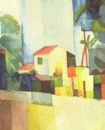August Macke - Peintures - Maison au soleil