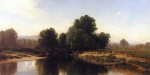 Alfred Thompson Bricher - Peintures - Bovins au bord d´une rivière