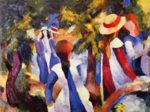 August Macke - paintings - Girls under Trees