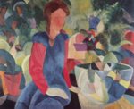 August Macke - Peintures - Jeune fille avec bocal à poissons 