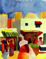 August Macke - Peintures - Marché à Alger