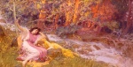 Frederick Arthur Bridgman - Peintures - Jeunes femmes allongées au bord d´un ruisseau