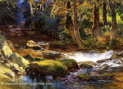River Landscape with Deer