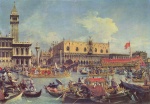 Canaletto - Bilder Gemälde - Der Bucentaur vor dem Dogenpalast