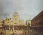 Canaletto - Bilder Gemälde - Platz vor San Giacomo di Rialto in Venedig