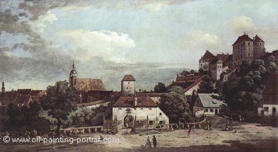 Ansicht von Pirna mit Befestigungsanlagen und Obertor sowie Festung Sonnenstein