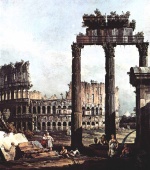 Bernardo Bellotto - Peintures - Le Colisée avec les ruines du temple de Vespasien