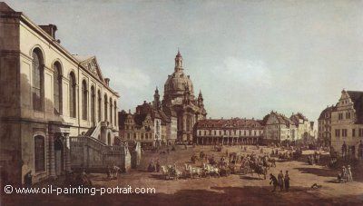 Der Neumarkt in Dresden vom Juedischen Friedhof aus mit Frauenkirche und Altstaedter Wache