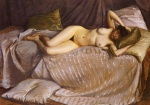 Gustave Caillebotte - Peintures - Femmes nue couchée sur un canapé