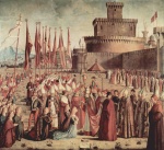 Vittore Carpaccio - paintings - The Pilgrims Meet the Pope
