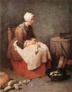 Jean Simeon Chardin - Peintures - Jeune fille épluchant des légumes