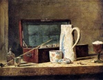 Jean Simeon Chardin - Bilder Gemälde - Pipes And Drinking Pitcher