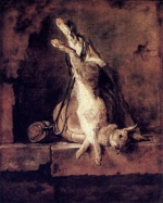 Jean Baptiste Siméon Chardin - Peintures - Lapin avec gibecière et flacon de poudre