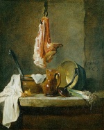 Jean Simeon Chardin - paintings - Still Life with a Rib of Beef