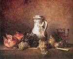 Jean Simeon Chardin - Bilder Gemälde - Still Life with Grapes and Pomegranates