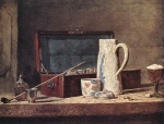 Jean Simeon Chardin - Peintures - Nature morte avec pipe et cruche