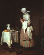 Jean Baptiste Siméon Chardin - Peintures - La servante attentive