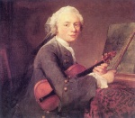 Jean Simeon Chardin  - Bilder Gemälde - Young Man with a Violin (Charles Godefroy)