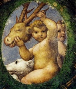 Correggio - Bilder Gemälde - Putto With Hunting Trophy