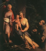 Correggio - Bilder Gemälde - The Rest on the Flight to Egypt with Saint Francis