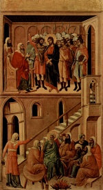 Duccio di Buoninsegna - paintings - Christus vor dem Hoheprieser und Verleugnung Christi durch Petrus