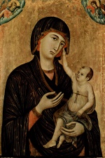 Duccio di Buoninsegna - Bilder Gemälde - Thronende Madonna und zwei Engel