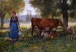 Julien Dupre - paintings - Milkmaid